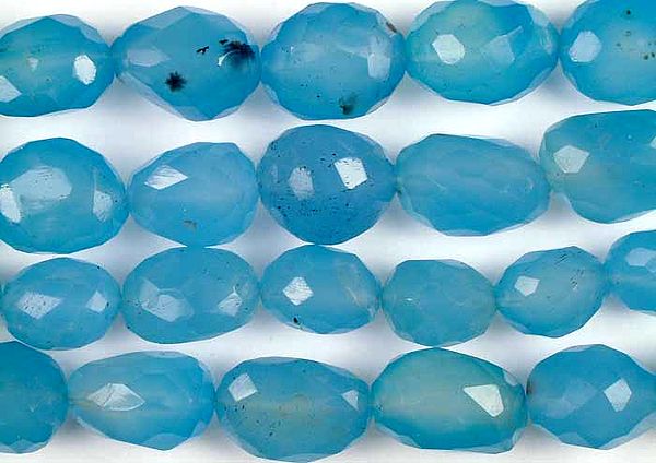 Faceted Light Blue Chalcedony Tumbles