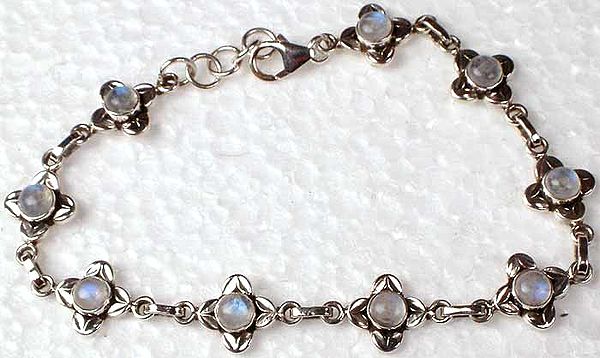 Floral Moonstone Neckalce with Lobster Closure