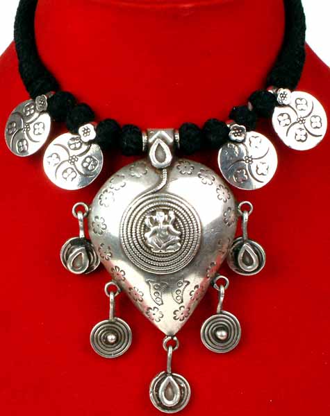 Ganesha Necklace with Spirals and Dangles