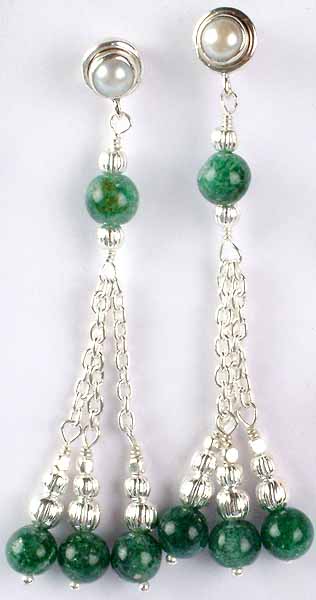 Green Onyx Dangles on Sterling Chains