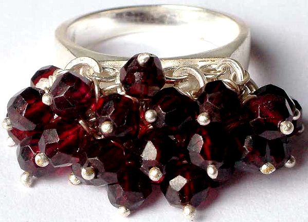 Gypsy Ring of Faceted Garnet