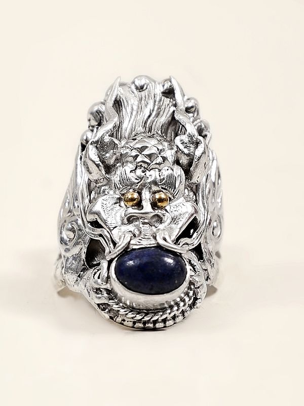 Lapis Lazuli Dragon Ring | Sterling Silver Rings
