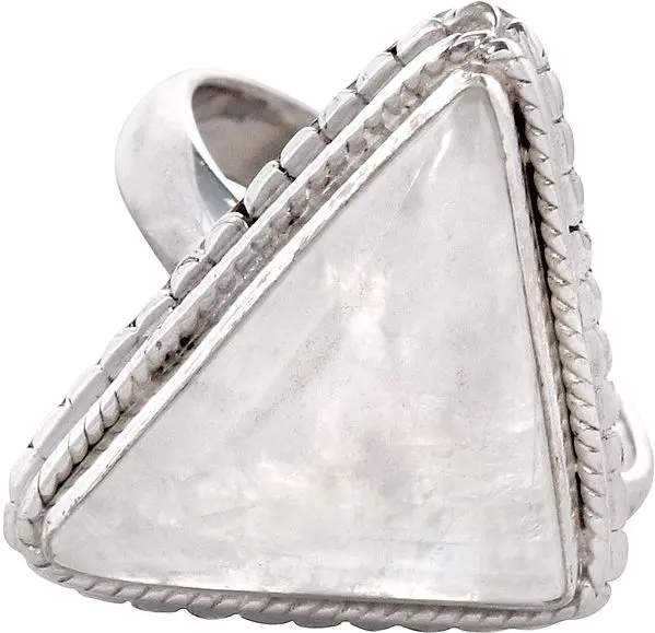 Isosceles-Triangle Rainbow Moonstone Ring