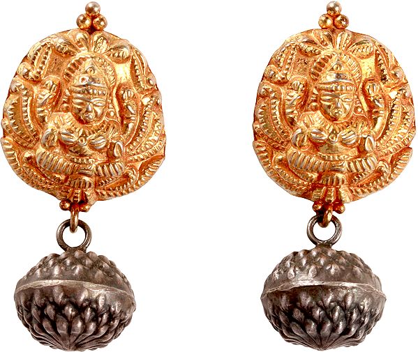 Goddess Lakshmi Dangle and Drop Earrings (South Indian Temple Jewelry)