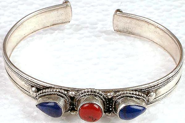 Lapis Lazuli, Coral Bracelet with Adjustable Size