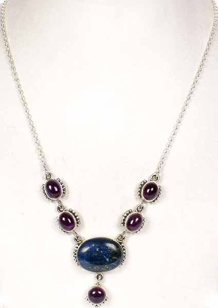 Lapis Lazuli Necklace with Amethyst