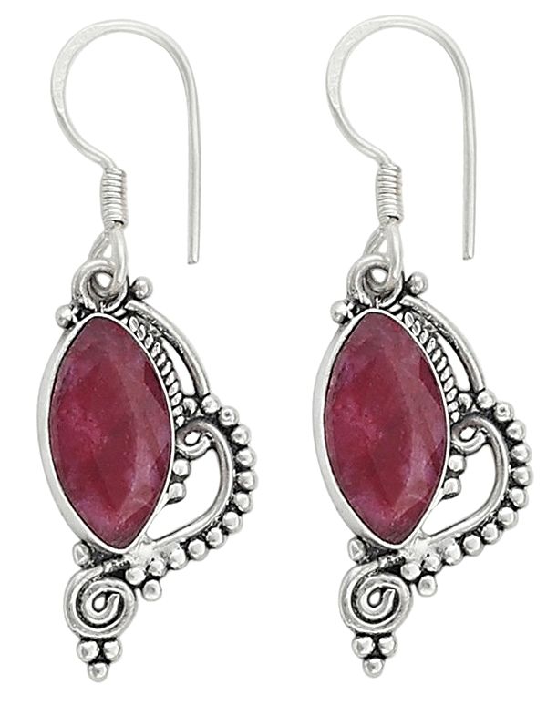 Faceted Ruby Pendant with Earrings Set | Exotic India Art