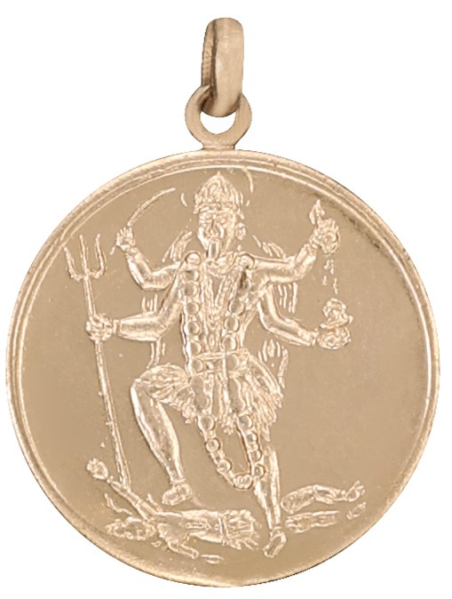 Goddess Mahakali Round Pendant with Mahakali Yantra on Reverse