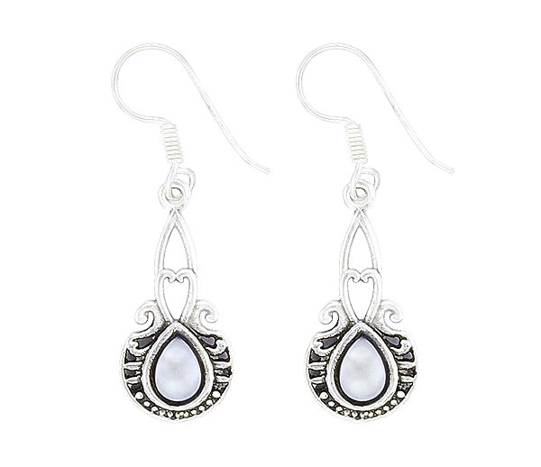 Sterling Silver Earrings Studded with Pearl