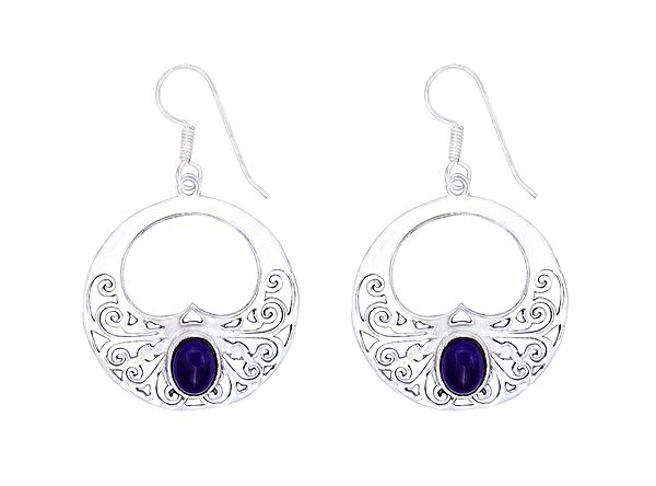 Stylish Sterling Silver Earrings Studded with Amethyst Stone