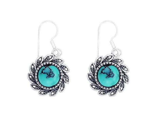 Designer Sterling Silver Earrings with Turquoise Stone