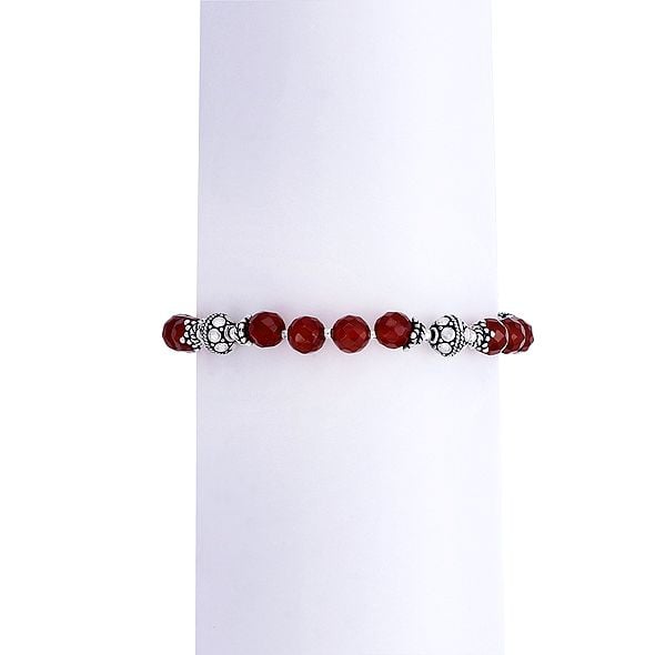 Sterling Silver Bracelet with Faceted Carnelian Stone