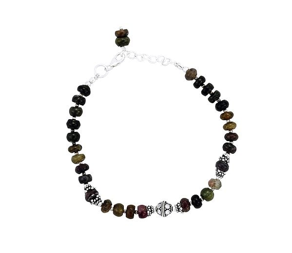 Sterling Silver Bracelet with Multi-Color Stone
