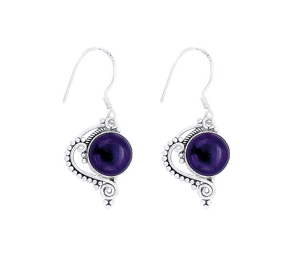 Designer Sterling Silver Earrings with Amethyst Stone
