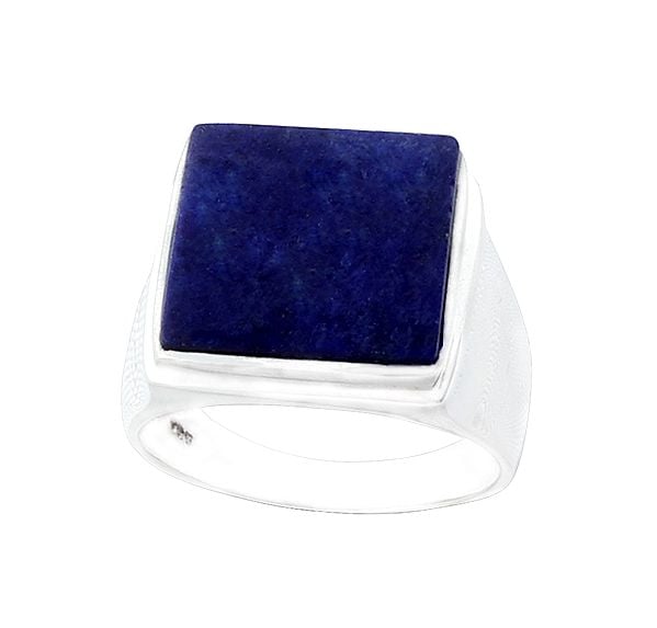 Square Sterling Silver Ring with Lapis Lazuli Stone