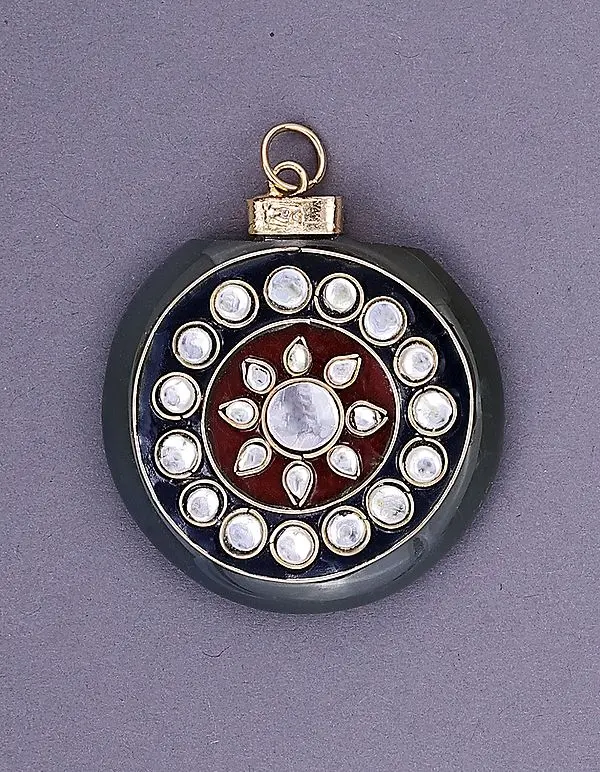 Agate and Enamel Pendant