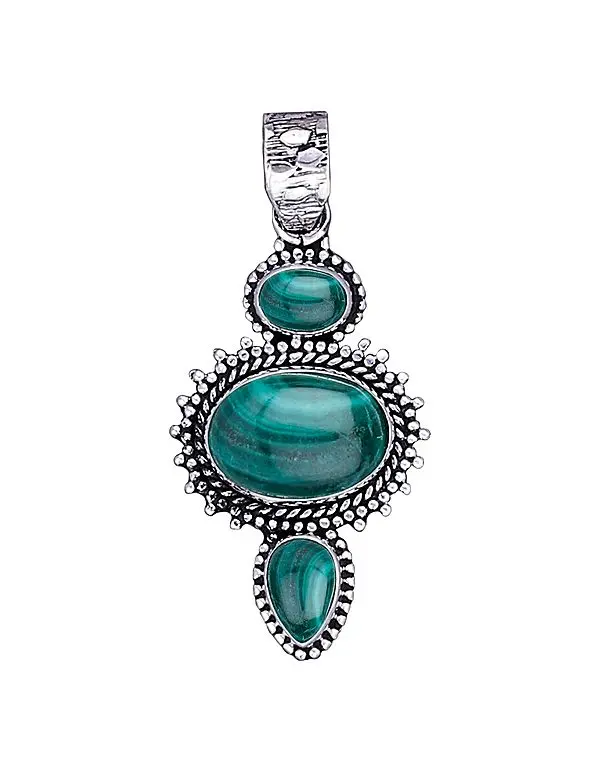 Sterling Silver Pendant with Malachite Gemstone