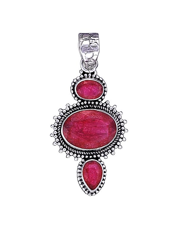 Sterling Silver Pendant with Ruby Gemstone