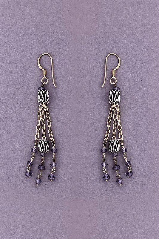 Designer Sterling Silver Earring with Amethyst Stone