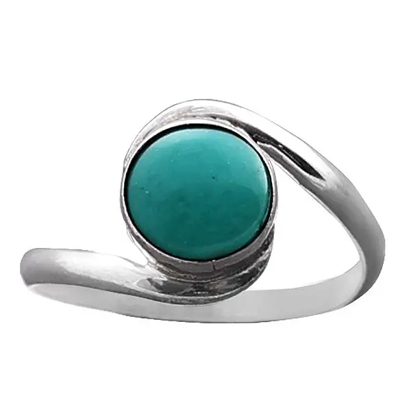 Chic Sterling Silver Ring with Reconstituted Turquoise Stone
