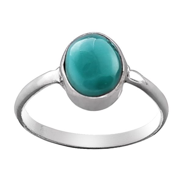 Stylish Sterling Silver Ring with Reconstituted Turquoise Stone