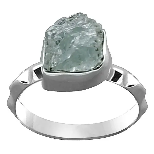 Sterling Silver Ring with Rugged Blue Topaz