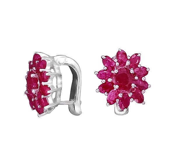 Stylish Sterling Silver Earring with Ruby