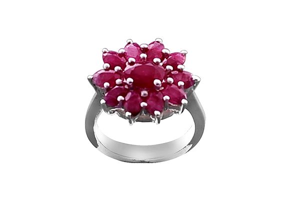 Stylish Sterling Silver Ring with Ruby