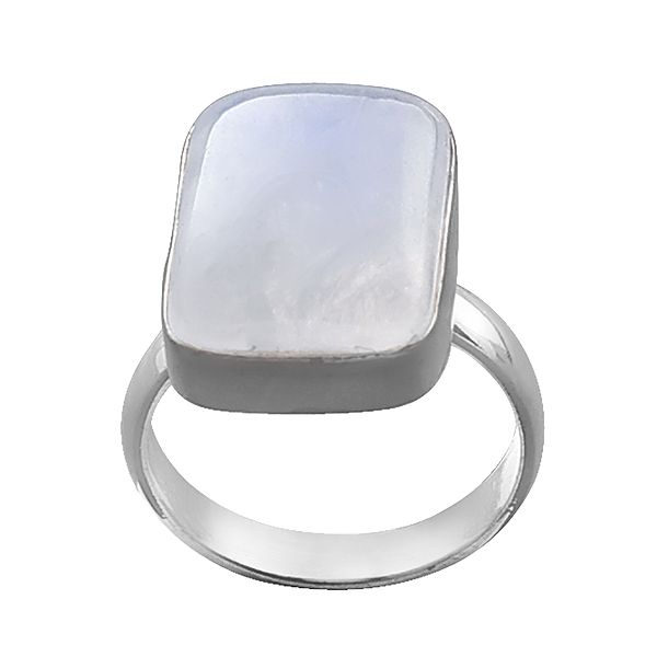 Stylish Sterling Silver Ring with Rainbow Moonstone