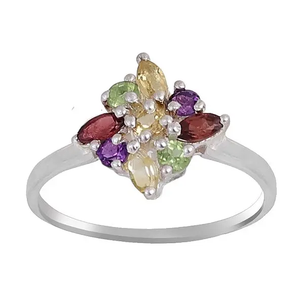 Stylish Sterling Silver Ring with Garnet Stone