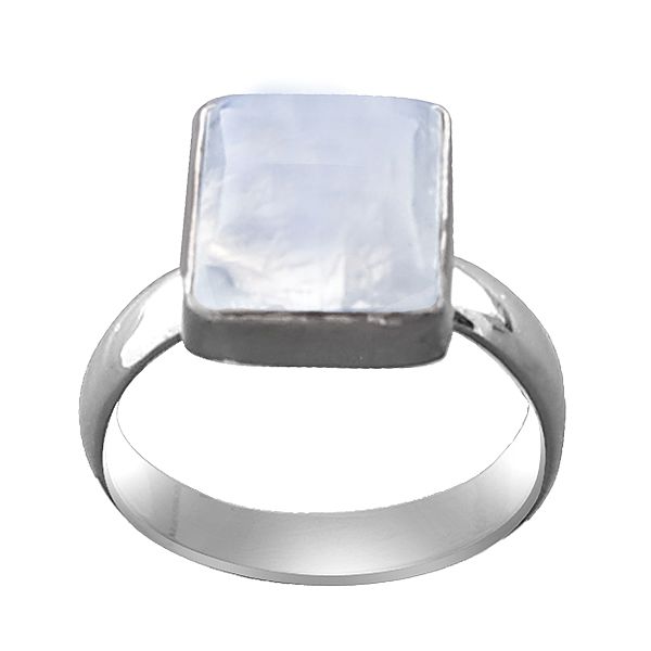 Stylish Sterling Silver Ring with Rugged Moonstone