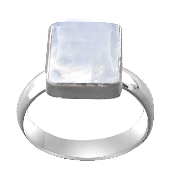Stylish Square Sterling Silver Ring with Moonlight