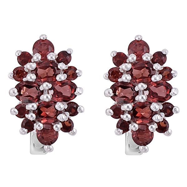 Stylish Sterling Silver Earring with Garnet Stone
