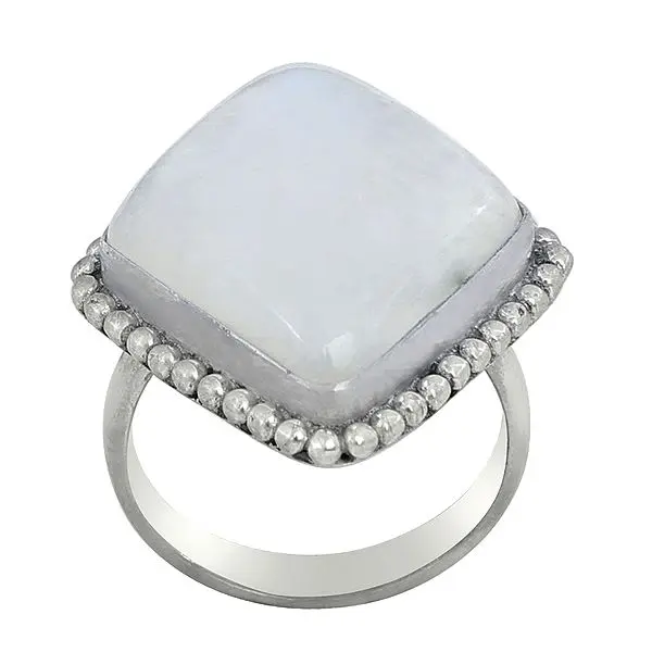 Rawa Work Silver Ring with Rainbow Moonstone