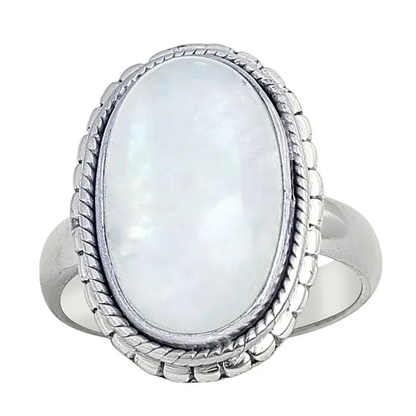 Designer Sterling Silver Ring with Rainbow Moonstone