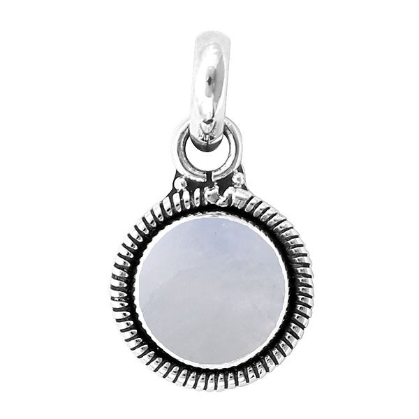 Round Sterling Silver Pendant Featuring Luminous Moonstone