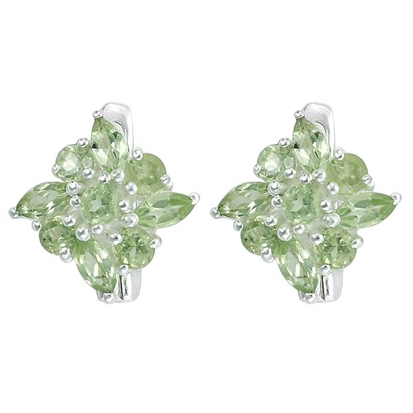 Superfine Sterling Silver Earring with Faceted Peridot Stone