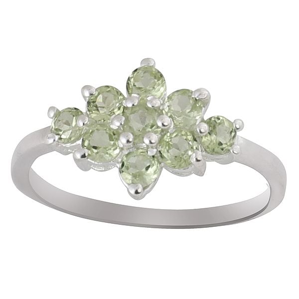 Superfine Sterling Silver Ring with Faceted Peridot Stone