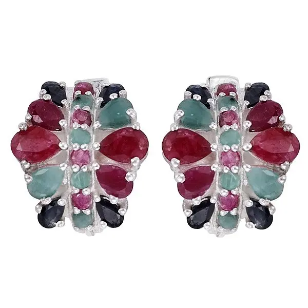 Designer Sterling Silver Earring with Multiple Stone