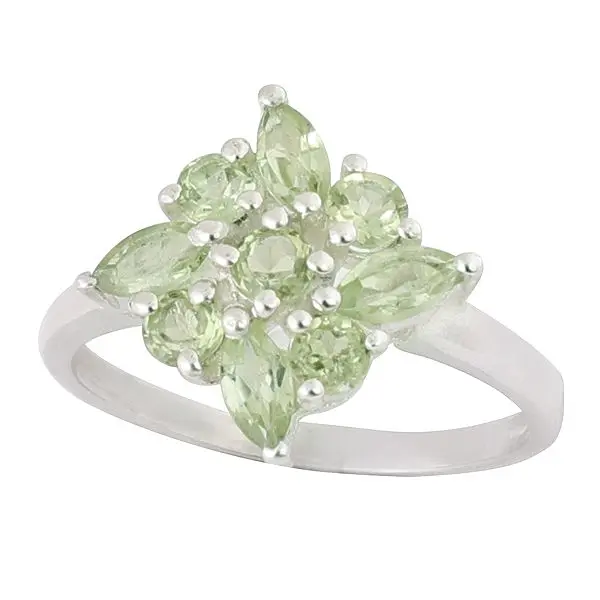 Superfine Sterling Silver Ring with Peridot Stone