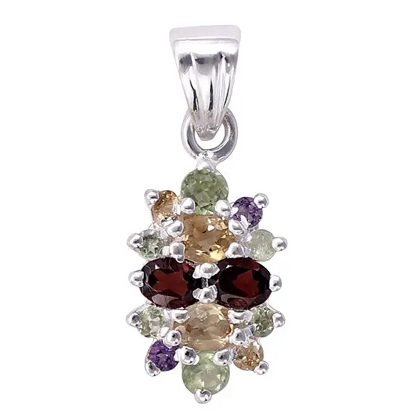 Superfine Sterling Silver Pendant with Multiple Gemstone