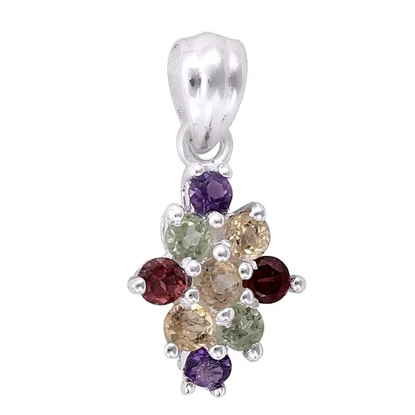 Superfine Sterling Silver Pendant with Multiple Gemstone