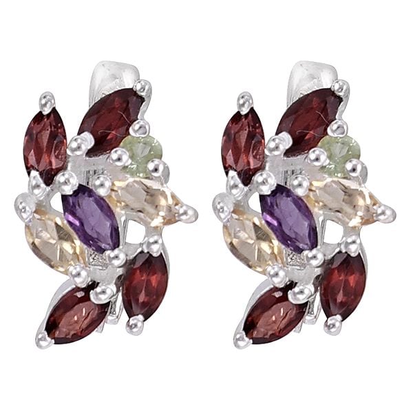 Superfine Sterling Silver Earring with Multiple Gemstone