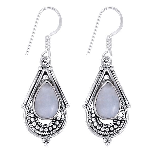 Stylish Sterling Silver Earring with Rainbow Moonstone
