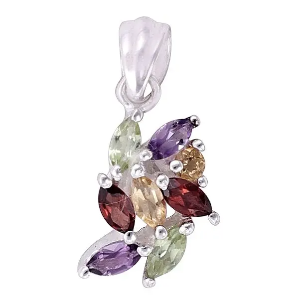 Superfine Sterling Silver Pendant with Multiple Gemstone