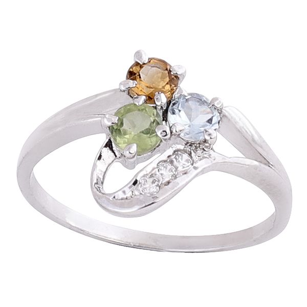 Superfine Sterling Silver Ring with Multiple Gemstones