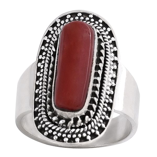 Stylish Sterling Silver Coral Ring | Indian Jewelry
