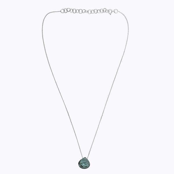 Stylish Sterling Silver Necklace with Faceted Labradorite Stone