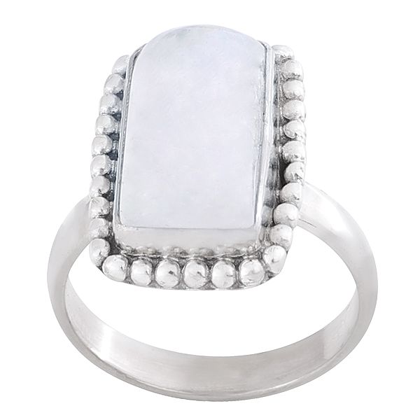 Stylish Sterling Silver Ring with Rainbow Moonstone