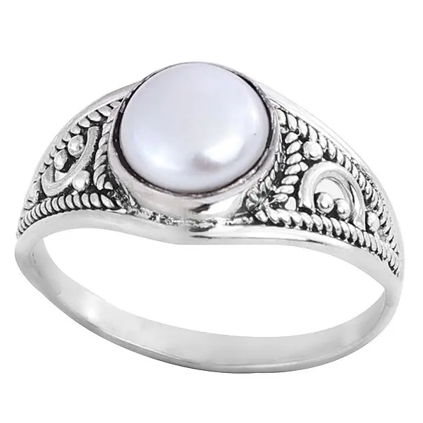Sterling Silver Ring with Pearl Stone